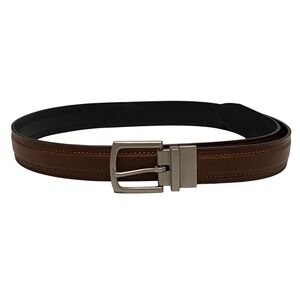 Men's Brown Leather Belt Silver Buckle Office Capsule Timeless